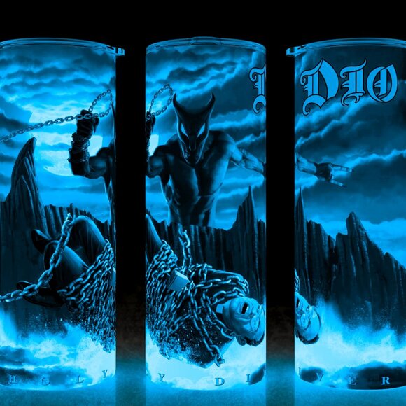 Glow in the Dark Dio Band - Holy Diver Alternate Cover Metal Cup Mug Tumbler - Picture 1 of 4
